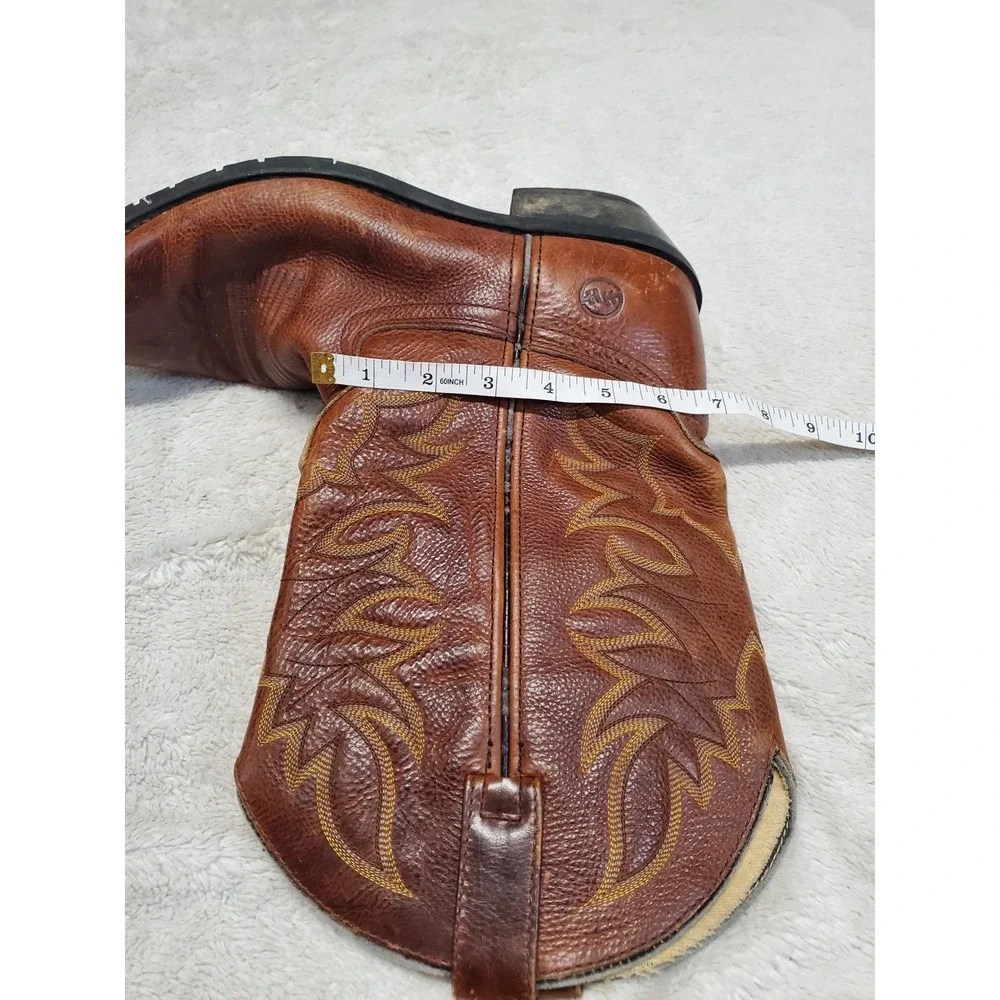 Double H Tan Brown Leather Stitched Western Cowboy Boot 12 D Boho Festival Rodeo